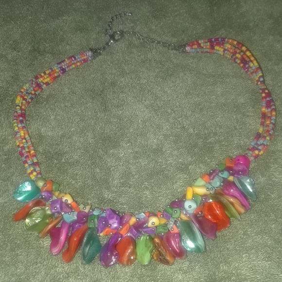 Bohemian style colourful beaded necklace - Picture 2 of 5